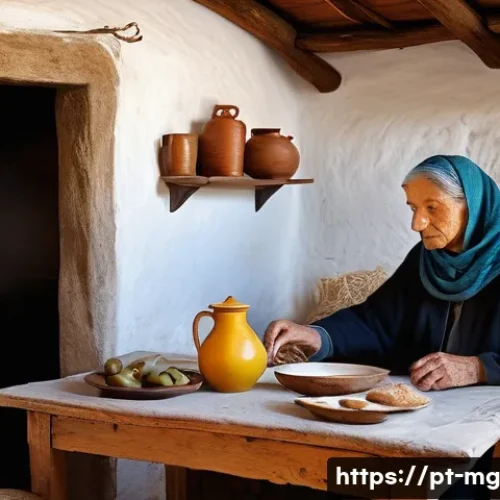 Home 30 음식 역사에서의 식사 시간 변화 - **Prompt Title: Rural Dawn and Grandparents' Humble Table**
"An oil painting depicting a serene,...