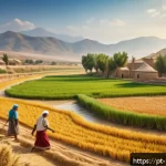 Home 21 고대 문헌에 나타난 음식 이야기 - A detailed scene of an ancient agricultural village in the Fertile Crescent, showing early farmers h...